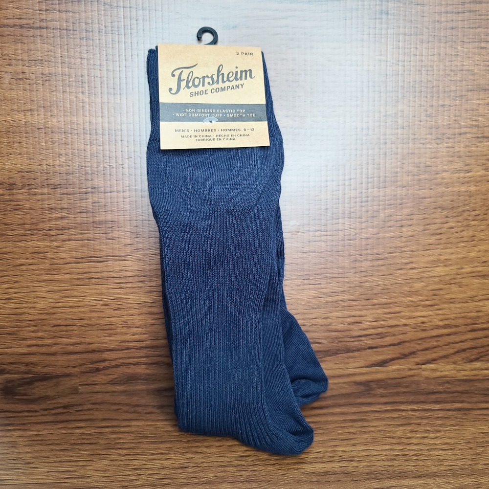Florsheim Men's Navy Blue 2 pair dress socks